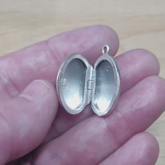 Sterling Silver Oval Locket Pendant, Blank DIY Jewelry Component