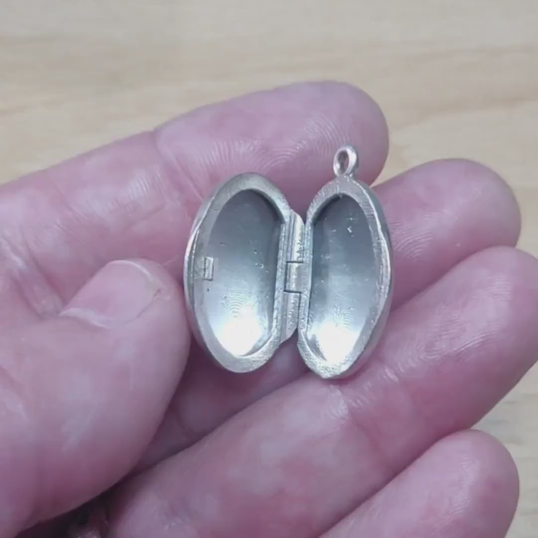 Sterling Silver Oval Locket Pendant, Blank DIY Jewelry Component