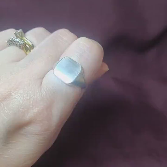 12mm Square Signet Ring for Jewelry Making, Engraving, Gem Setting in Silver