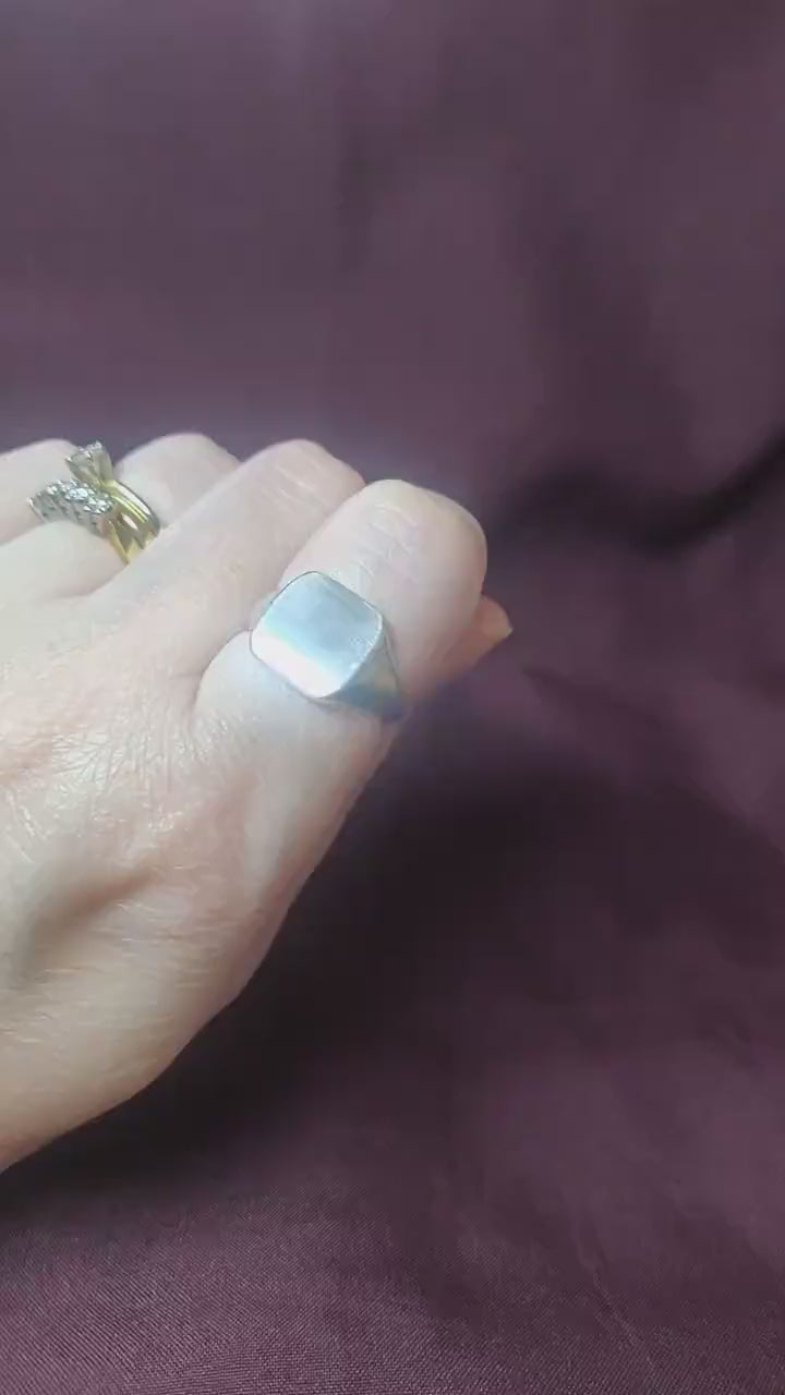 12mm Square Signet Ring for Jewelry Making, Engraving, Gem Setting in Silver