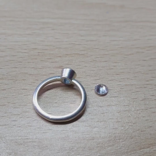 Handcrafted Silver Bezel Ring Blank for 5mm Gemstone - DIY Jewelry Making Rubover Setting Component
