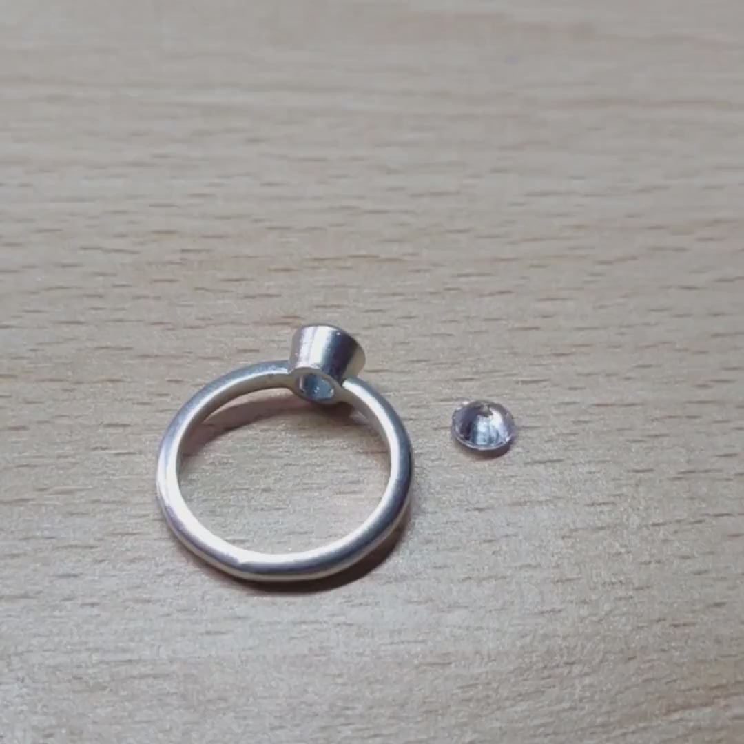 Handcrafted Silver Bezel Ring Blank for 5mm Gemstone - DIY Jewelry Making Rubover Setting Component