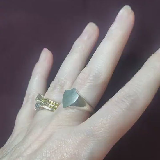 13mm Shield Signet Ring for Jewelry Making, Engraving, Gem Setting in Silver for Men or Women