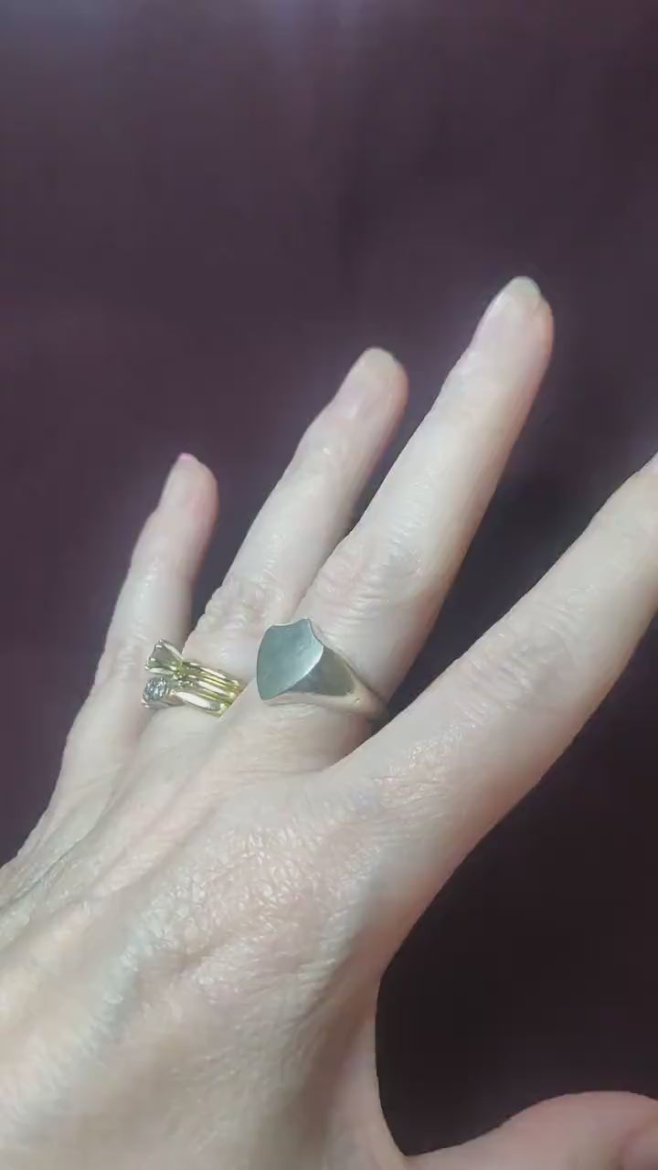 13mm Shield Signet Ring for Jewelry Making, Engraving, Gem Setting in Silver for Men or Women