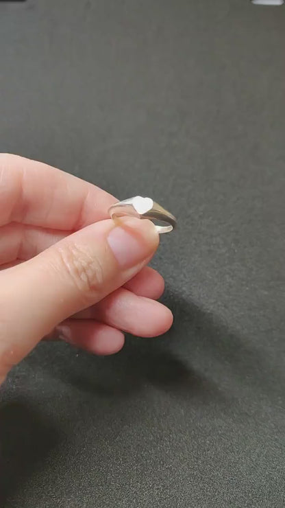 5mm Heart Silver Signet Ring for Jewelry Making, Engraving, Gem Setting, Ladies Pinky Supplies