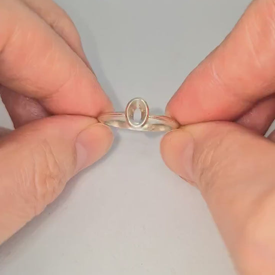6x4mm Oval Silver Bezel Ring - DIY Jewelry Making Rubover Setting Component