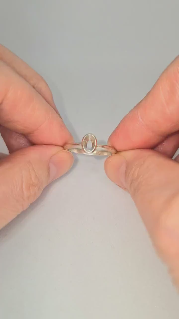 6x4mm Oval Silver Bezel Ring - DIY Jewelry Making Rubover Setting Component