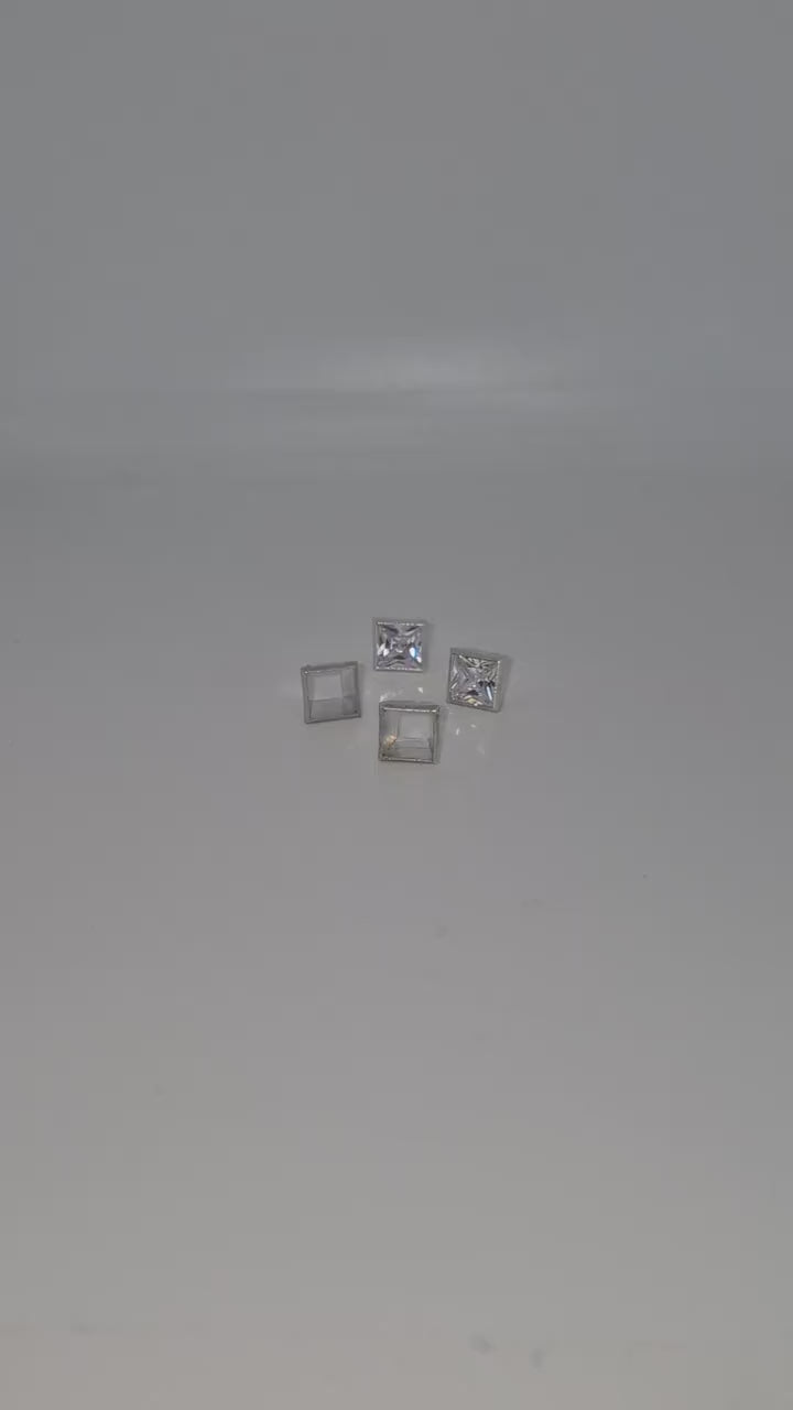 7mm Princess Cut Square Bezel Setting – Silver Rubover Gemstone Setting for Jewellery Making