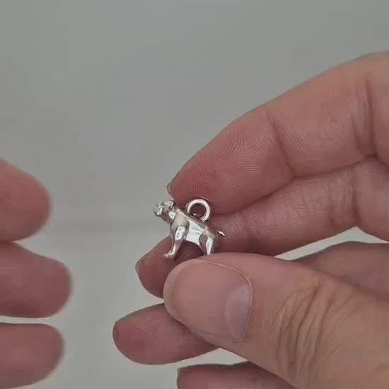 Silver Bulldog Charm Pendant for Bracelet or Necklace - Handcrafted Dog Jewelry Gift