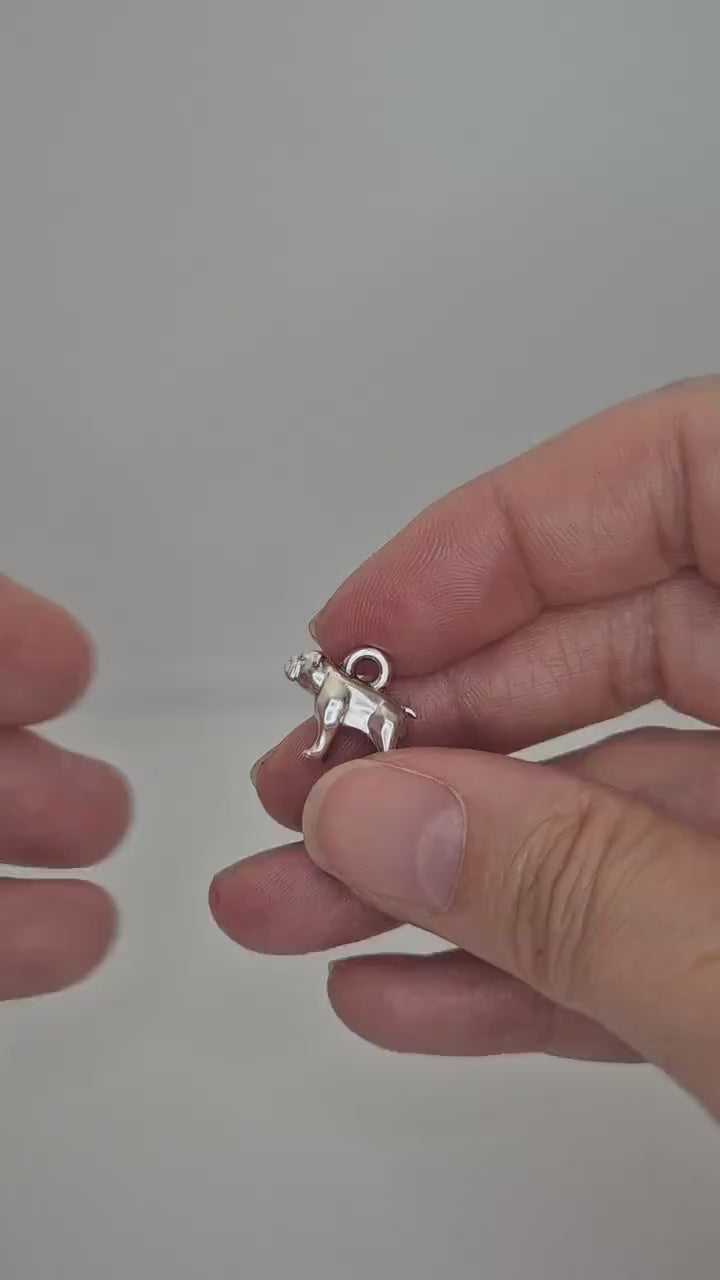 Silver Bulldog Charm Pendant for Bracelet or Necklace - Handcrafted Dog Jewelry Gift