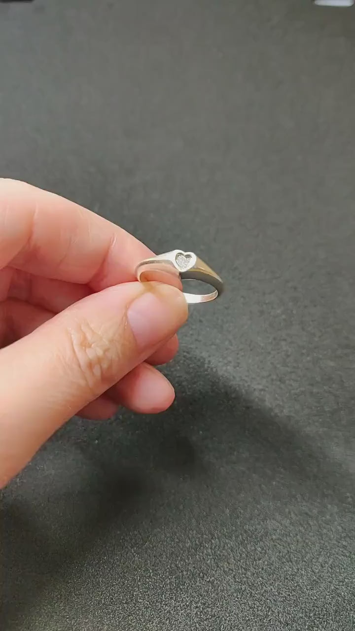 Sterling Silver 5mm Heart Signet Ring for Jewelry Making and Engraving