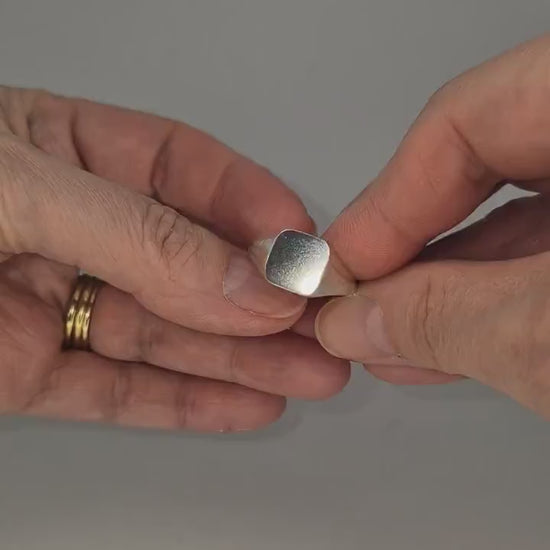 10mm Cushion Silver Signet Ring for Jewelry Crafting, Engraving or Gem Setting