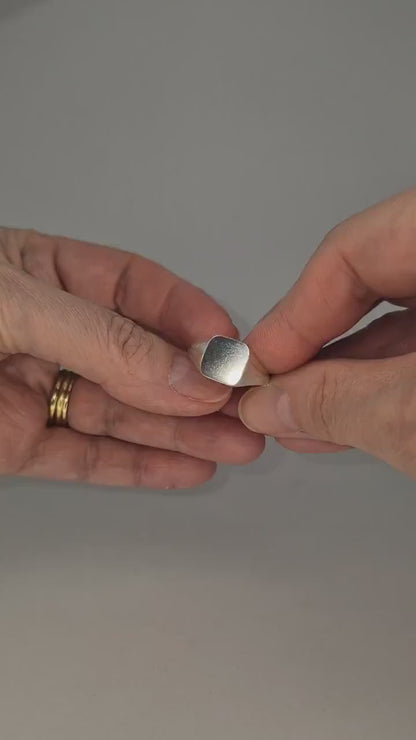 10mm Cushion Silver Signet Ring for Jewelry Crafting, Engraving or Gem Setting