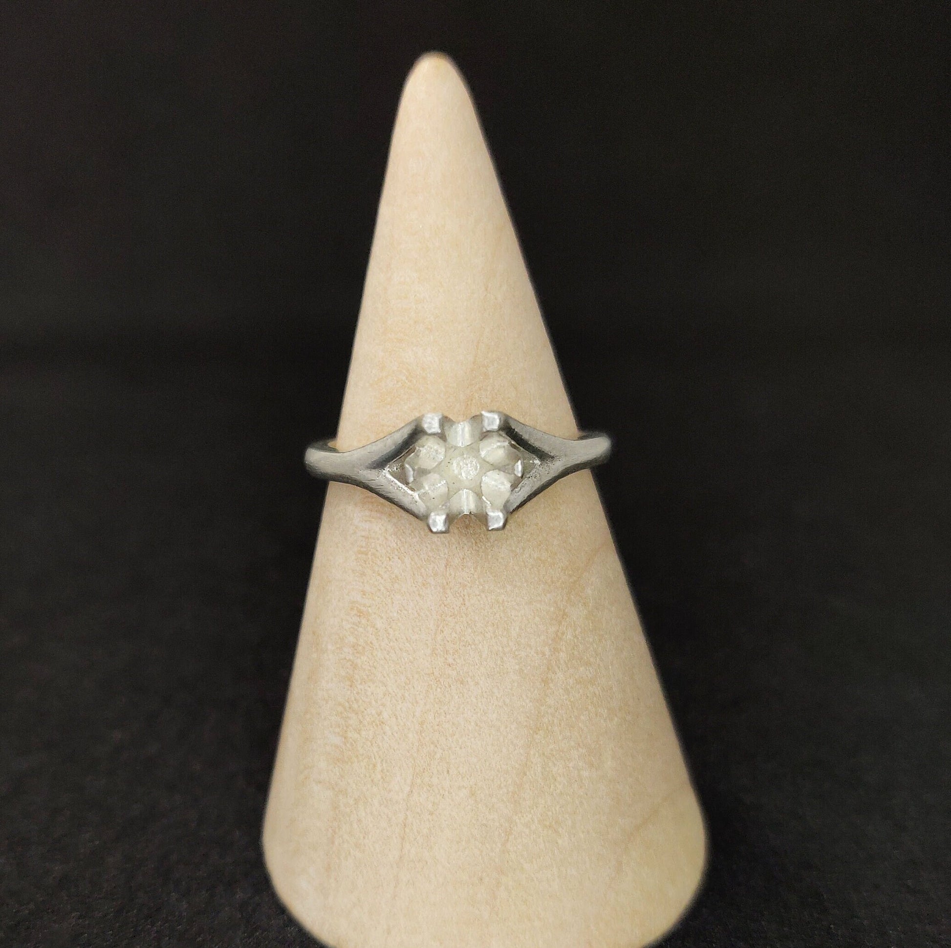 Six Prong Bezel Setting Ring. 5mm Round Prong Setting Cathedral Ring. Silver Cathedral Ring. Jewelry Making Supplies.