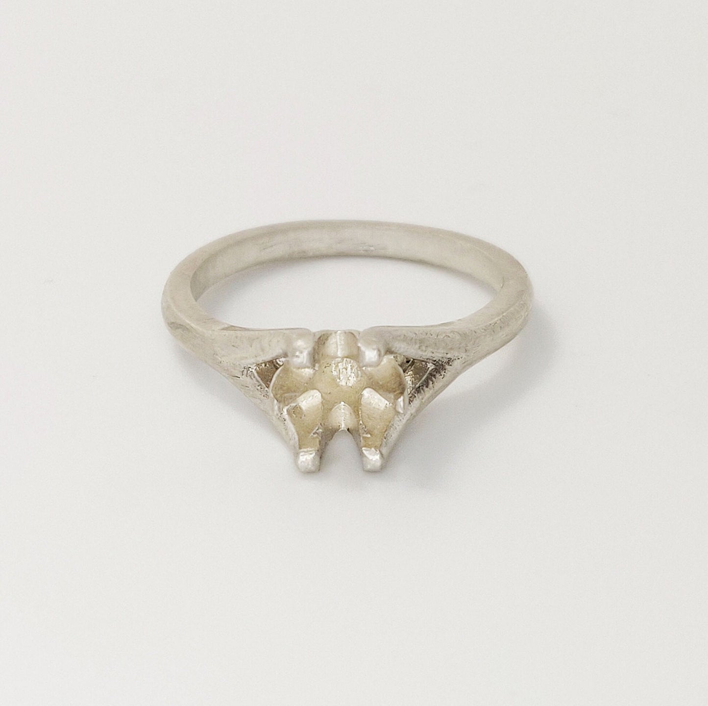 Six Prong Bezel Setting Ring. 5mm Round Prong Setting Cathedral Ring. Silver Cathedral Ring. Jewelry Making Supplies.