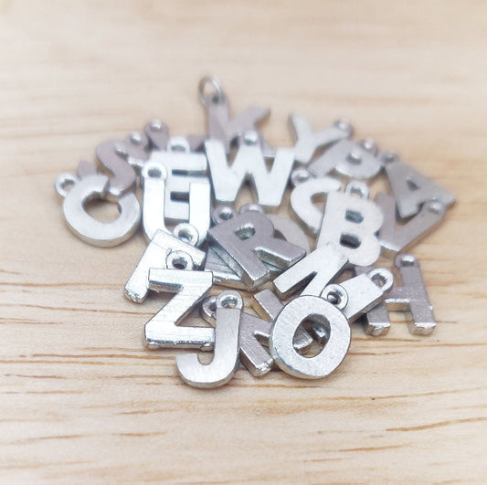 Silver or Gold Letter Charms. Single Bail Alphabet Pendants for Charm Bracelets or Initial or Name Necklaces.