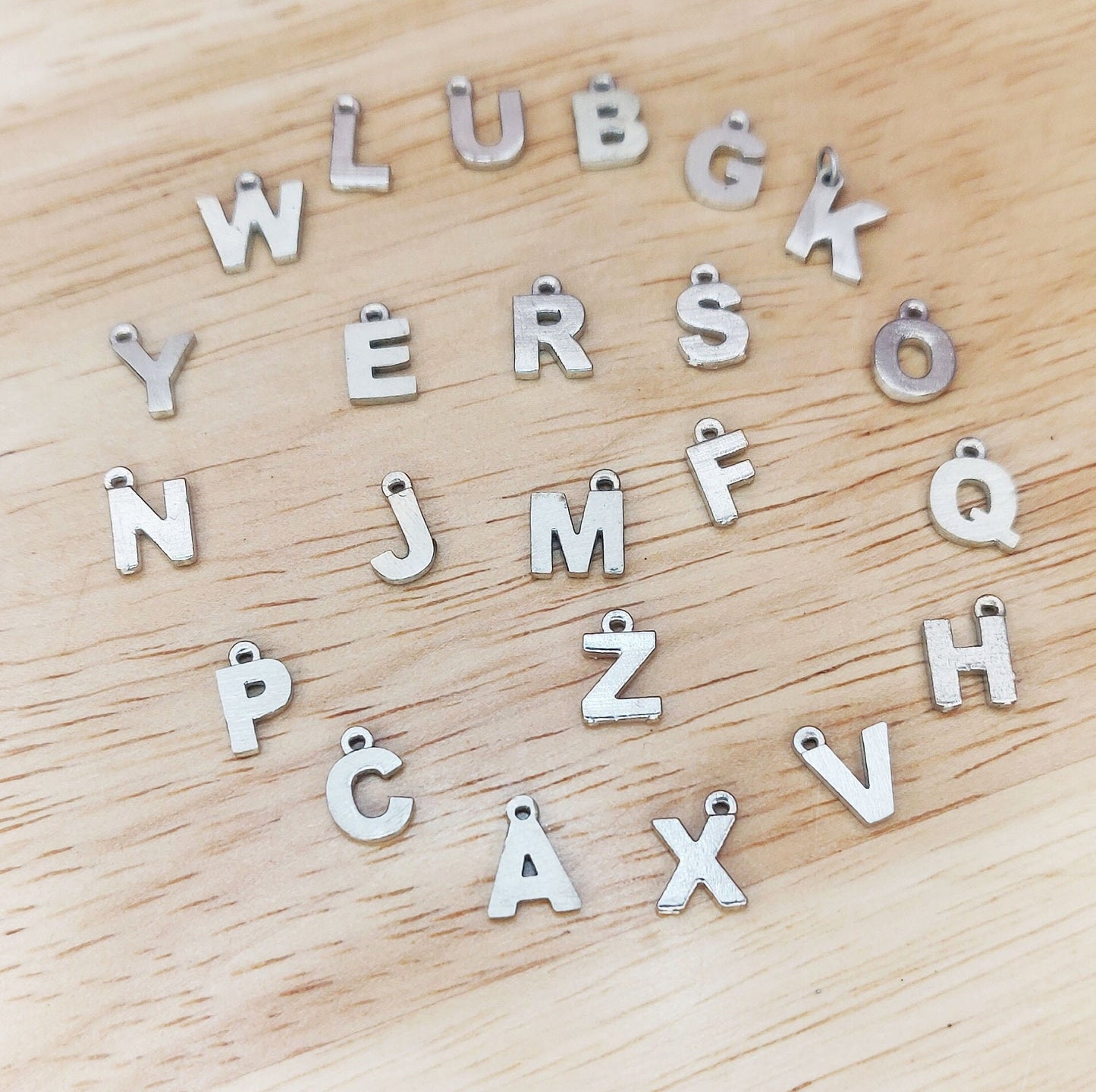 Silver or Gold Letter Charms. Single Bail Alphabet Pendants for Charm Bracelets or Initial or Name Necklaces.